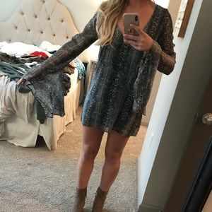 Show Me Your Mumu Snake Skin Bell Sleeve Dress